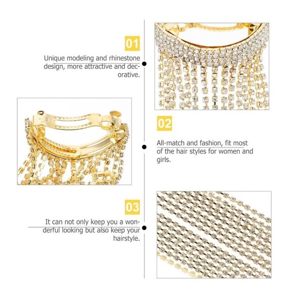 Hair Chain Rhinestone Tassel Clamp Bridal Hair Accessories Women Girls main image 8